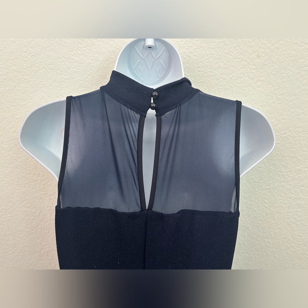 Womens Bailey Blue sleeveless cotton size M Back Button Semi Sheet Sparkle - Picture 6 of 8